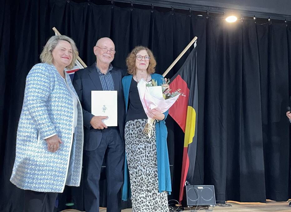 Member for Goulburn Wendy Tuckerman with Dr Jeffery Freeman, who has been recognised with a NSW Government Community Service Award for his work getting the Penrose Village Hall off the ground, and his wife Janet. Picture by Briannah Devlin