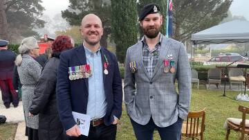 Matthew Rodgers (Airforce) and Alex Knaus (Army) travelled from Canberra to pay respects to the fallen at the Berrima Dawn Service. Picture by Jackie Meyers
