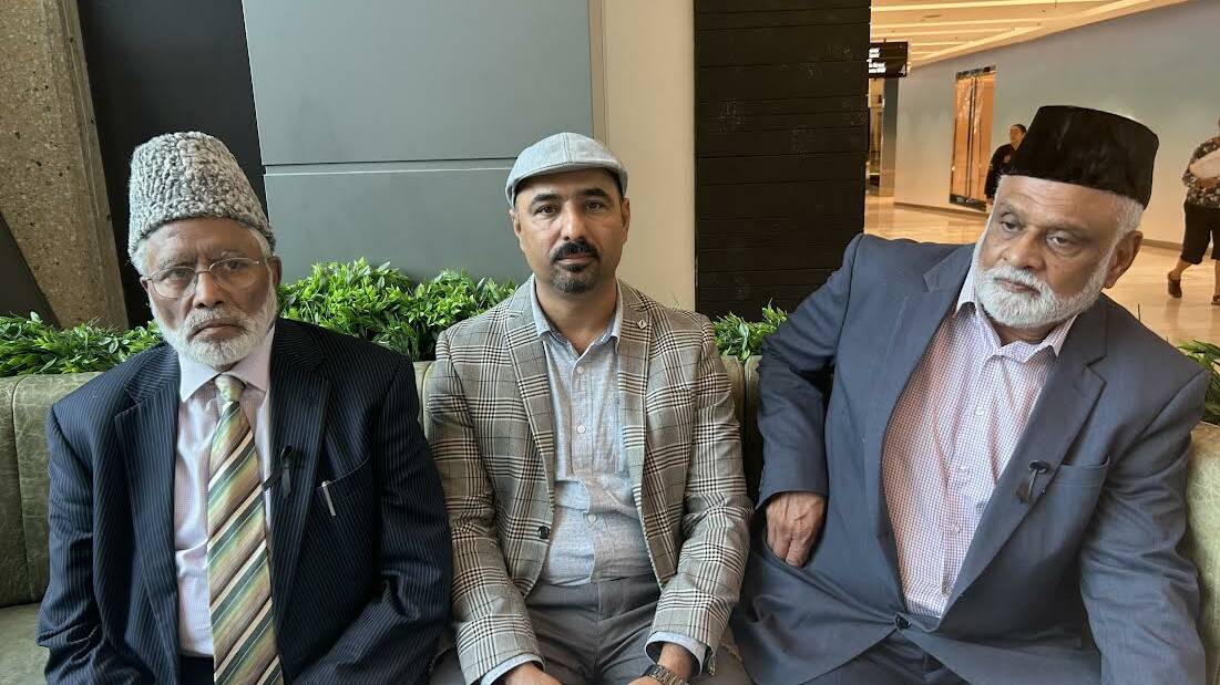 Inamulhaa Kauser (far left), the national president of the Ahmadiyya Muslim Community at Bondi Westfield on Thursday. Picture by Carla Mascarenhas