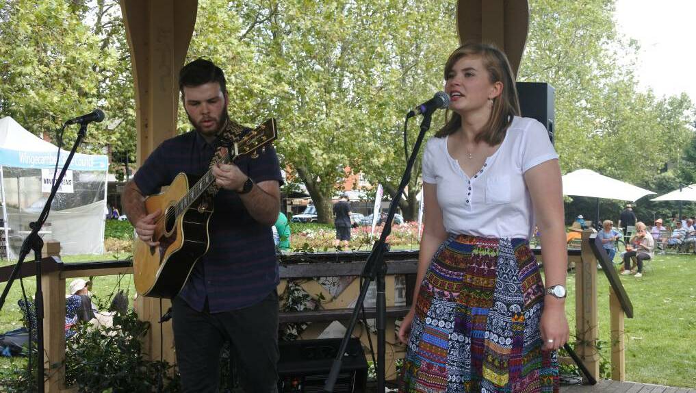 ALL IN THE FAMILY: Mittagong duo Ryan and Rosslyn Cuerden at the 2017 Moss Vale Busker's Battle. Photo: Claire Fenwicke