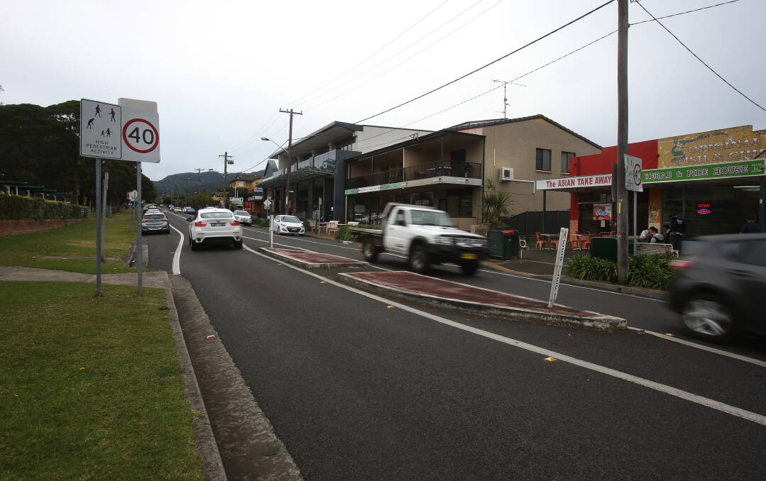 The posted 40km/h speed limits at places like Gwynneville shops have led to a fall in accidents and fatalities, according to a Centre for Road Safety study. Picture: Robert Peet