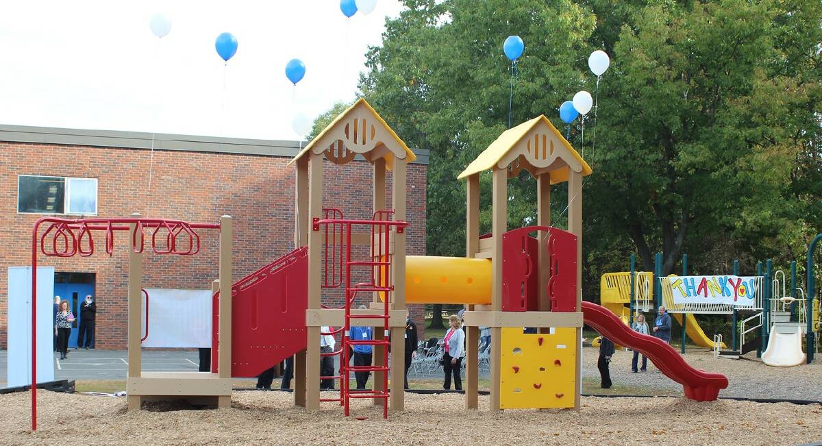 All Australian pre-schools and primary schools are being given the opportunity to win a playground made from recycled beauty products, like this one built in the United States by TerraCycle. Photo: Supplied. 