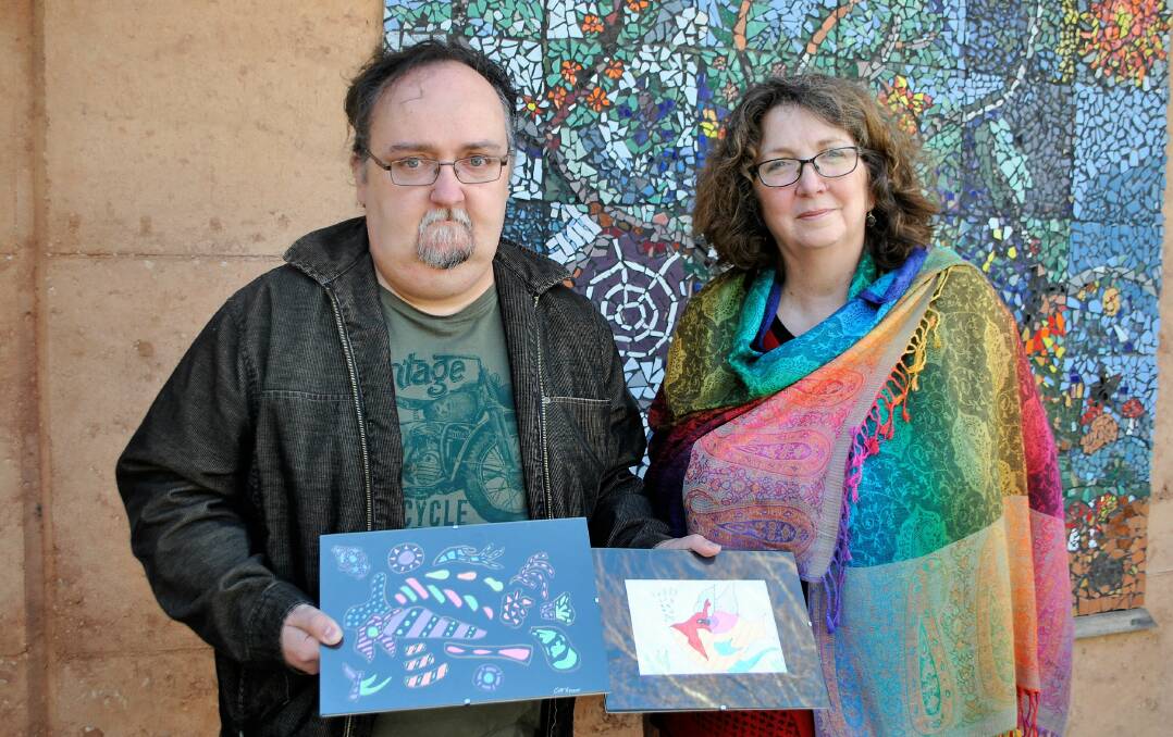Local artist Clint McKeown and Mission Australia's Megan Rich both helped set up 'Creative Space'. Photo: Charli Shield.