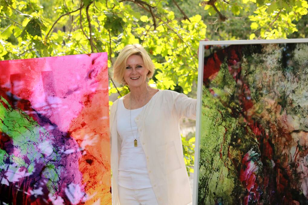Colour and nature: Thirlmere artist Sue Thomas is excited for locals to see her work at a new exhibition and she is proud that Elizabeth Macarthur High School students' work will also be on show. Pictures: Jeff McGill