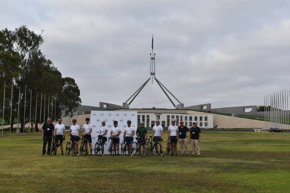 RIDING FOR A CURE: The Rare Cancers group in front of Parliament House.