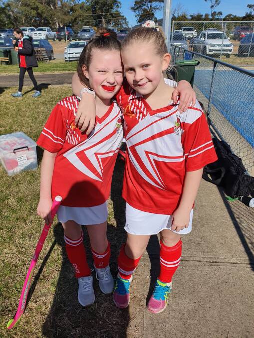 Friendship: COVID didn't allow Ruby Hines (right) to see her friends, but now she's playing hockey she's making new and reconnecting with old ones. Here she is with her friend Ella-Beth Hull. Photo: Supplied.
