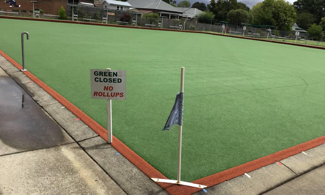 NO SOCIAL GAMES: Social games have been cancelled at Bowral Bowling Club due to greens being damaged by storms. Photo: Supplied. 