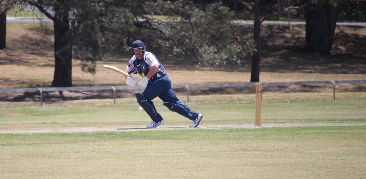 Roxburgh on the move: It was an intense game between Robertson-Burranwang Cricket Club and Bowral Cricket Club as they battled for top of the ladder bragging rights over the weekend at Lackey Park. Photo: Vera Demertzis