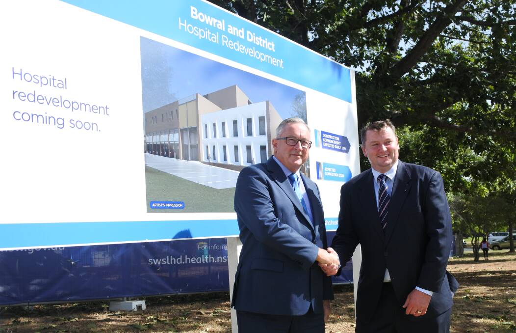 Health minister Brad Hazzard and Liberal candidate for Wollondilly, Nathaniel Smith. Photo: Vera Demertzis