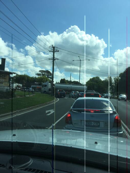 Traffic backed up on Argyle Street at the Suttor Road roundabout. Photo: supplied