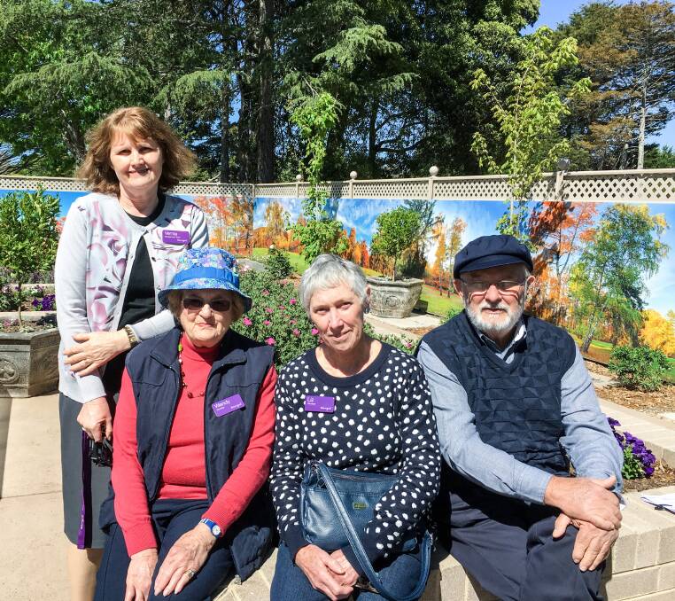 Vernia Blundell (Warrigal Bundanoon Manager), Wendy Johnston (Ladies Auxiliary President), Liz Moore (Auxiliary member) and her husband Rod Moore in the sensory garden. Photo: supplied