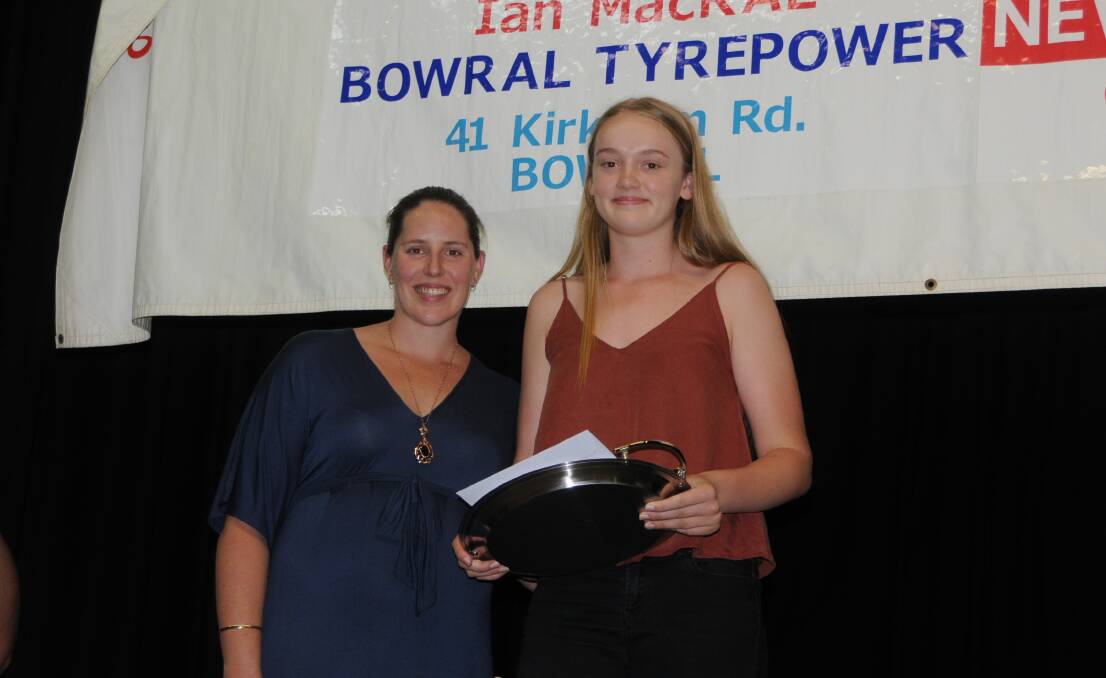 WINNER: Junior Sportsperson of the Year Phoebe Johnson with Olympic swimmer Alicia Coutts. Photo: Madeline Crittenden
