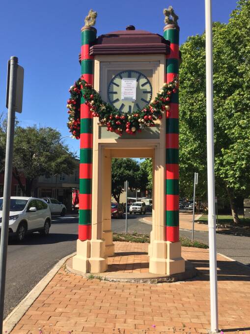 The clock in Moss Vale's main street is currently out of order.