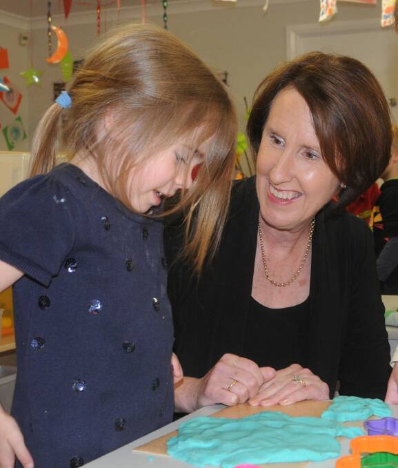 A GOOD EDUCATION: Minister for Early Childhood Education Leslie Williams enjoyed talking to Eadie at Little Peoples Early Learning Centre. Photo: Lauren Strode