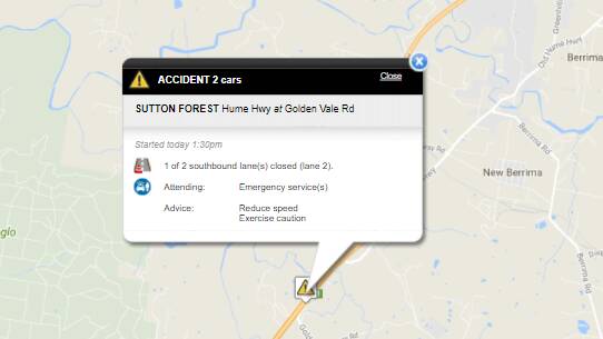 Crash on Hume Highway at Sutton Forest