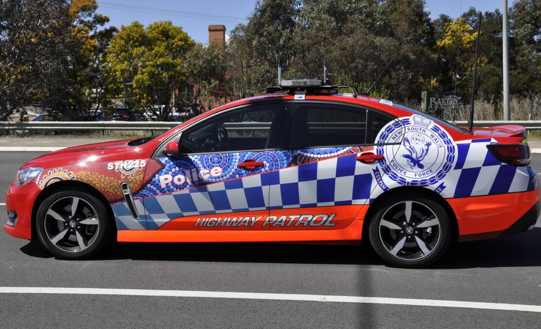 Highway patrol vehicle in Goulburn. Picture by Louise Thrower.