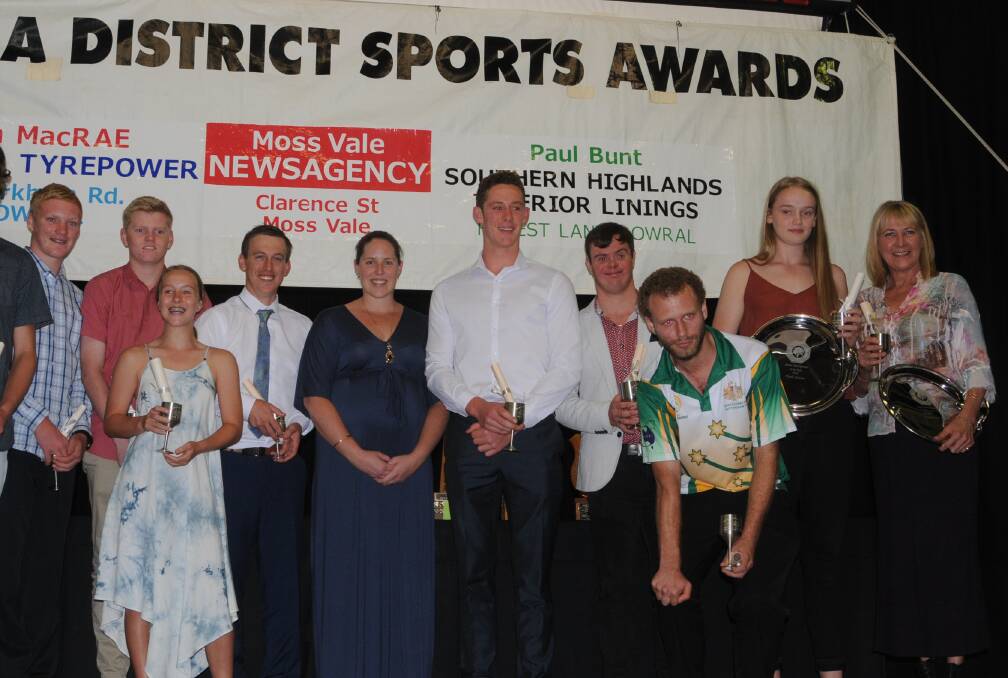 SPORTS AWARDS: Some of the monthly junior and senior Berrima District Sports Awards winners at the yearly presentation. Photo: File.