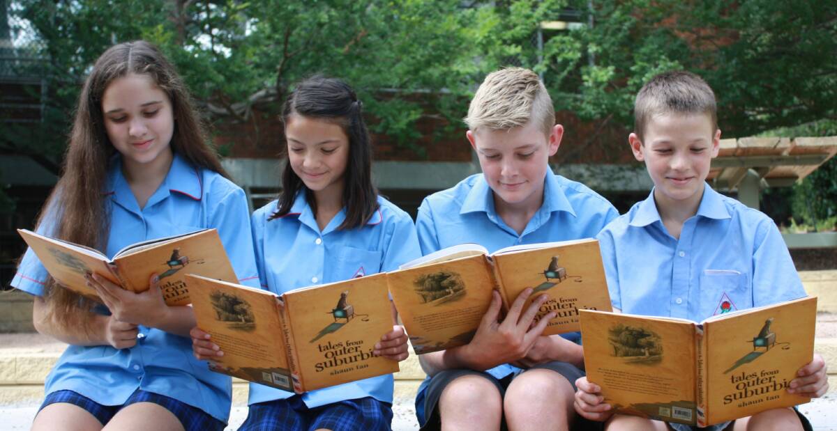 Moss Vale students reading Tales from Outer Suburbia.