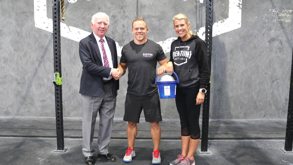 WORKOUT FOR LEGACY:  Legacy Berrima president John Jones with Benton's Ben Garard and Lizzy Blumentals. Photo: supplied. 