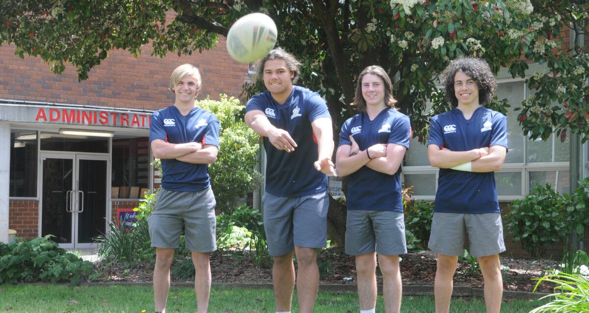 STATE CHAMPIONSHIPS: Mason Hurst, Kody Tozer, Matthew Lynch and Angus Dillion will play for the Illawarriors this weekend in the Rugby 7s state championships. 