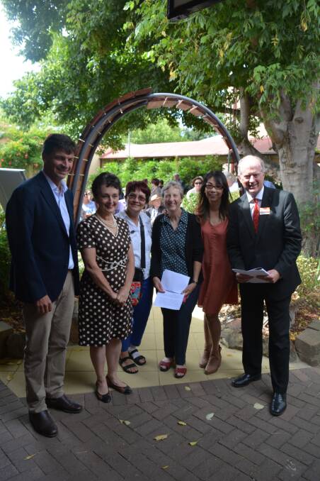 Angus Taylor MP, Pru Goward MP, Susan Conroy (executive Director Souther Tablelands Arts), Mary Hutchison (researcher), Tracy Luff (artist) and Howard Collins OBE. 


