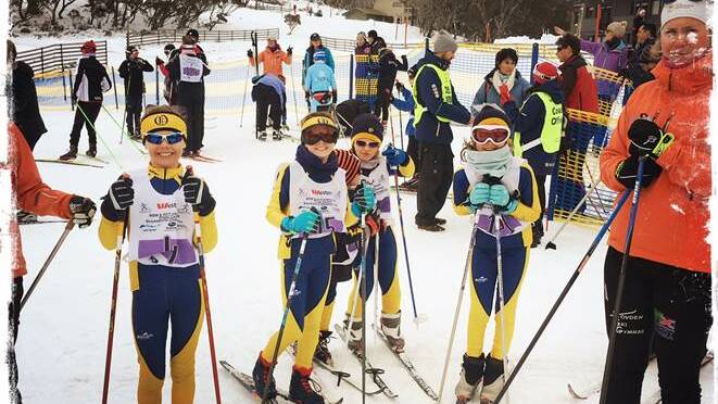 Chilli Sparke, Nicola Gardner, Eva Duffy and Amelia Carpenter from the Oxley ski team. Photo: supplied. 