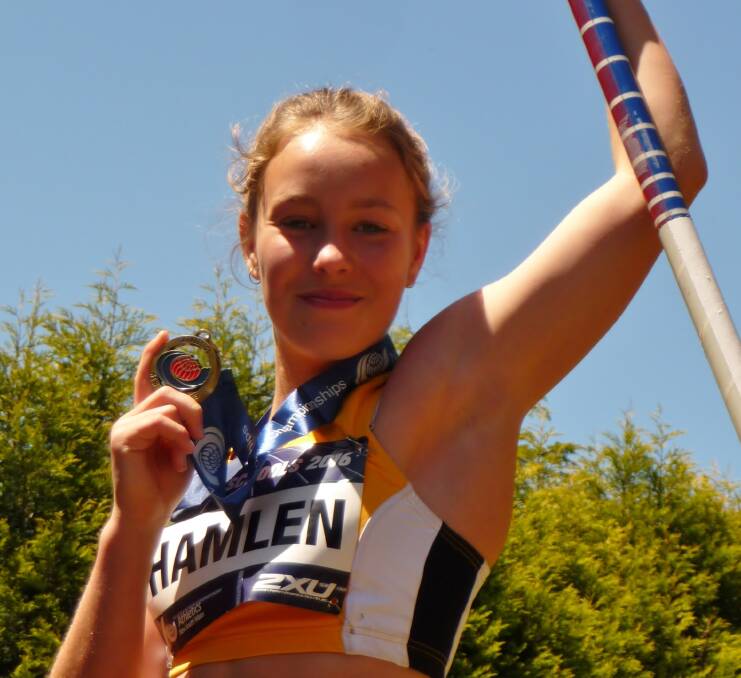 POLE VAULT STAR: Chevalier student Alice Hamlen has progressed to the NSW All Schools National Championships for pole vaulting. Photo: supplied. 