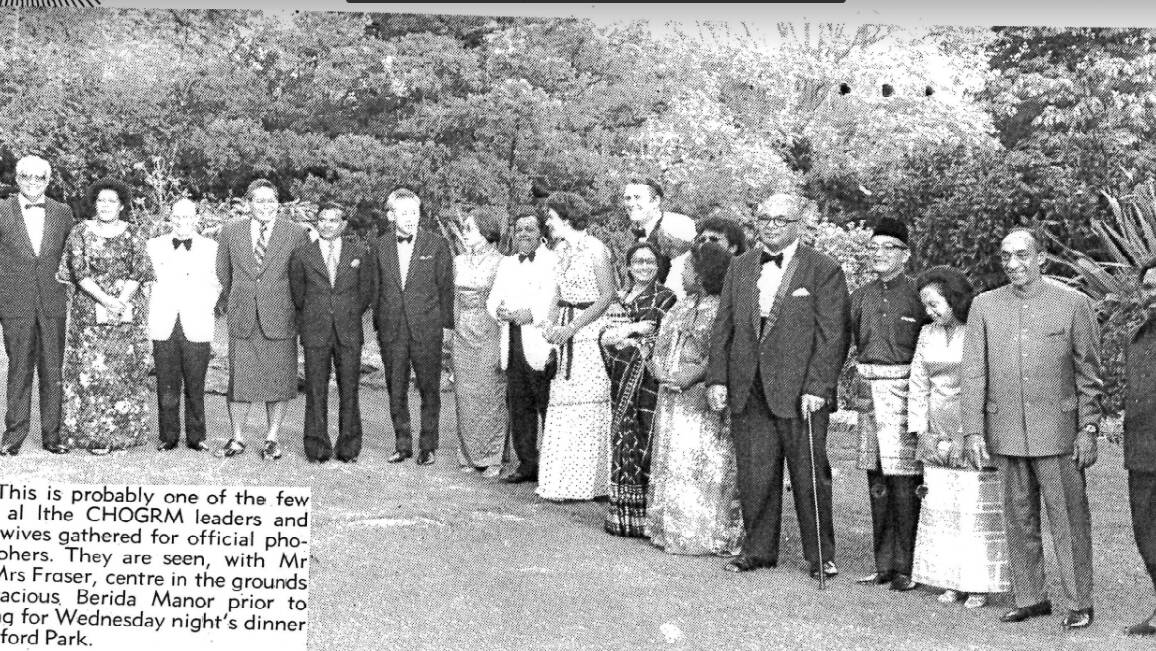 One of the few photos taken of the CHOGRM leaders and their wives during the Bowral visit. 