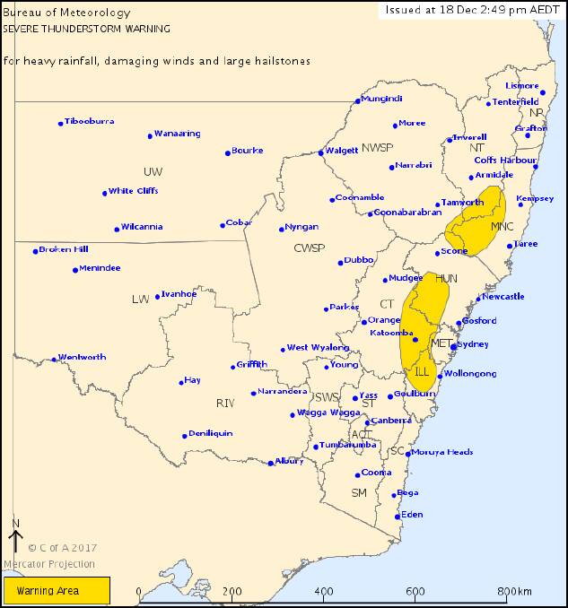 Severe weather warning issued for Bowral