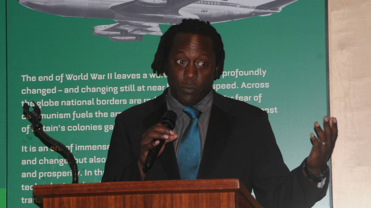 STORIES OF EXPERIENCE: Former test cricketer Henry Olonga shared stories about his life at the Bradman Museum on February 25. Photo: Madeline Crittenden. 