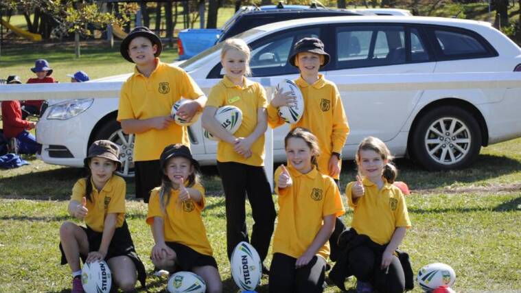 Wingello Public School students Rocco, Lacey, Sophie, Brody, Ava, Emma and Keida at last year's gala day. 