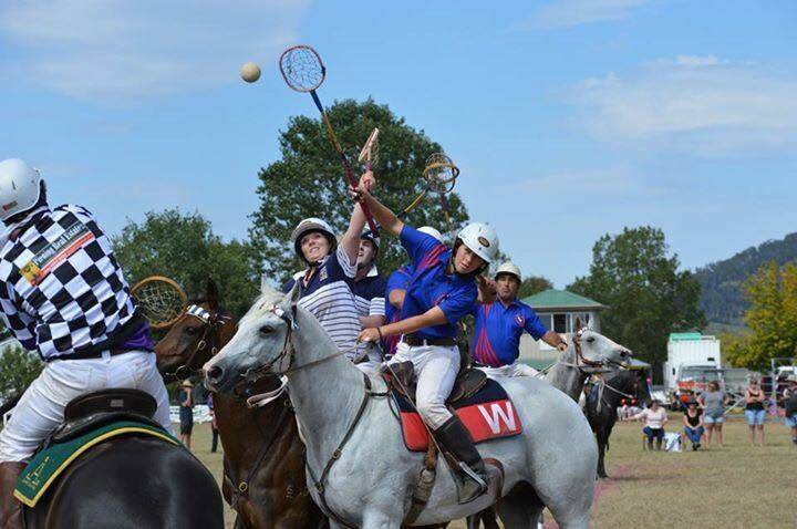 FIRST CARNIVAL: Players from the Wollondilly Polocrosee Club in action at the Braidwood Polocrosse Carnival. Photo: Sue Mehl. 