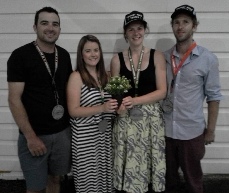 WINNING TEAM: Jarod Olsen, Erin Gray, Francis Hohan and Dave Hillard were the winners of the Tourist Road Oval Tennis Club mixed competition. Photo: supplied. 