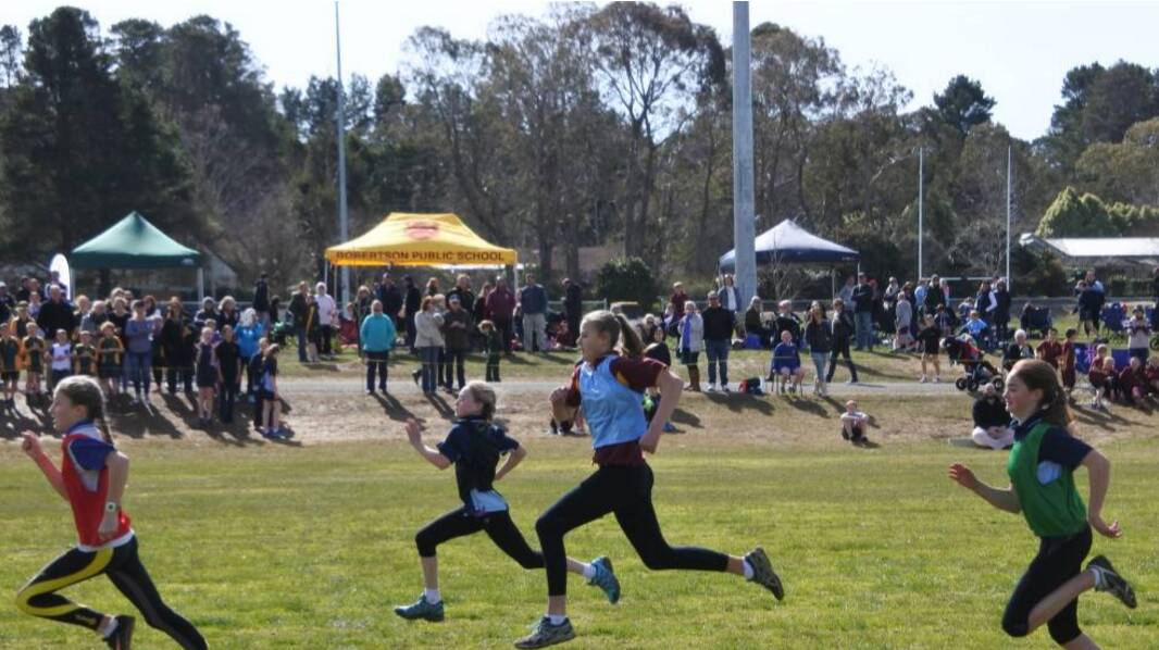 Girls 12 year old 100m sprint at the Wingecarribee PSSA District Atheltics Carnival. Photo: Claire Fenwicke