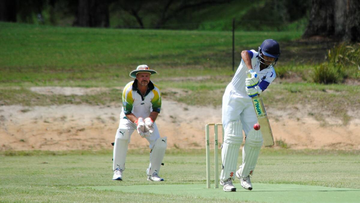 THIRD GRADE: Ravi Wikramanyake bats for the East Bowral Stags in the third grade match against the Mittagong Lions. Photo: Madeline Crittenden. 