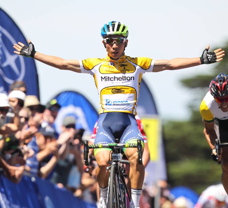 FIRST STAGE WIN: Caleb Ewan took first stage victory at the 2017 Tour Down under in South Australia on January 17. Photo: Con Chronis. 