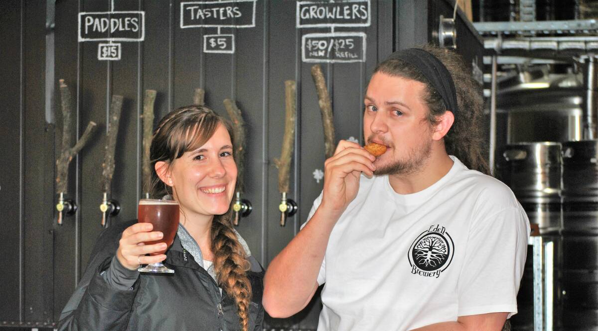 ANZAC BEER: Jacob and Deb Newman from Eden Brewery has brewed a specialty beer for Anzac Day, available for purchase now. Photo: Madeline Crittenden. 