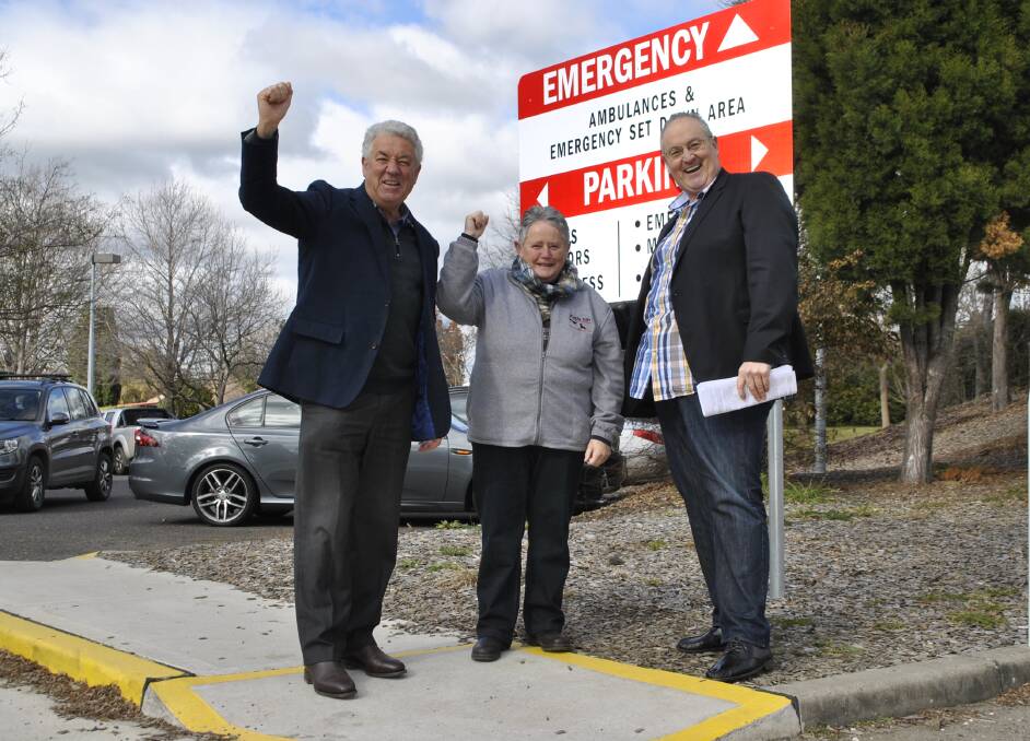 UPGRADE ON ITS WAY: Councillor Graham McLaughlin, Public Health First spokesperson Edna Carmichael and shadow health minster Walt Secord met at Bowral and District Hospital on Saturday. Photo: Emily Bennett