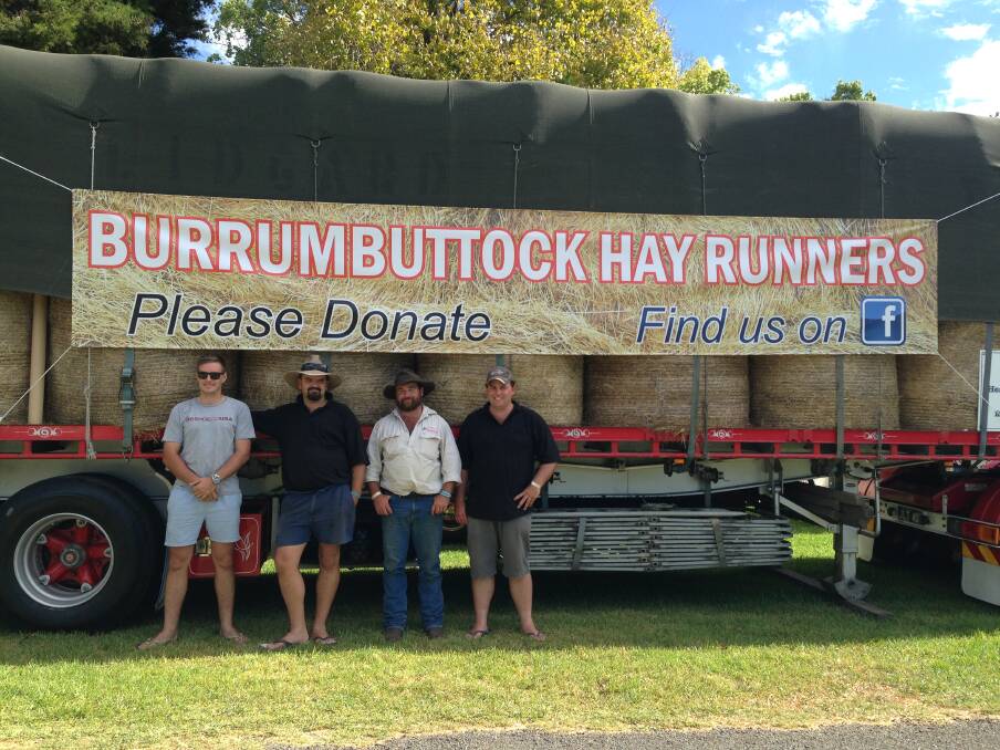 READY TO ROLL: Truck drivers Jacob Rofe, Heath Willis, Joel Lidgard and Beau Moran will take part in the next hay run. Photo: Contributed
