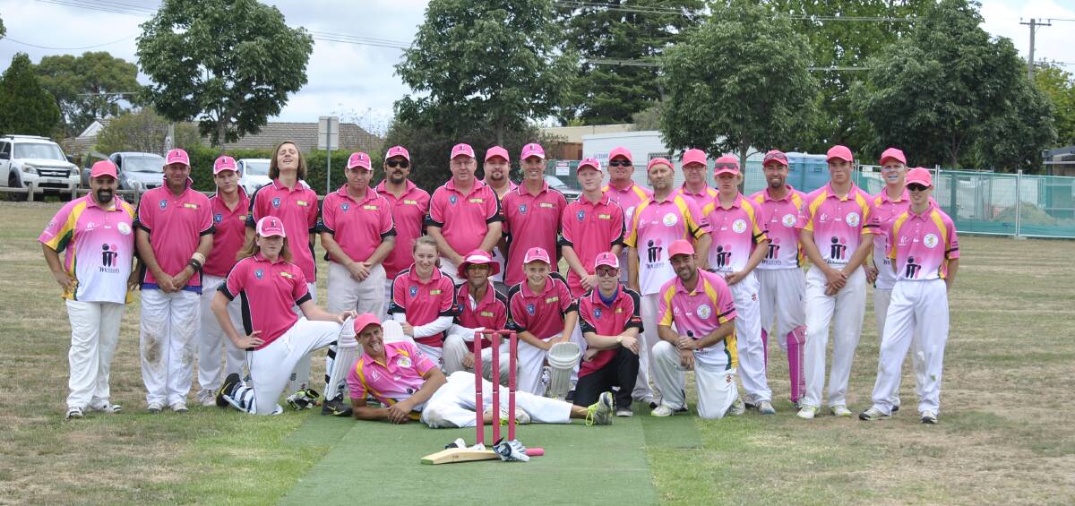 STUMPING UP SUPPORT: Mittagong and Bundanoon third grade sides donned pink shirts for a good cause at Stephens Park in Bowral on Saturday, February 3. Photo: Emily Bennett