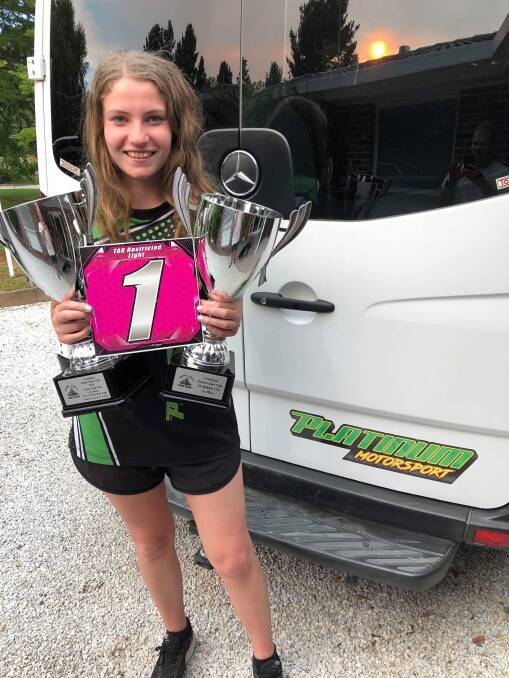 GRINNER: Amy Bregonje is in her first year of motor racing, but she is already making a name for herself. Photo: Contributed