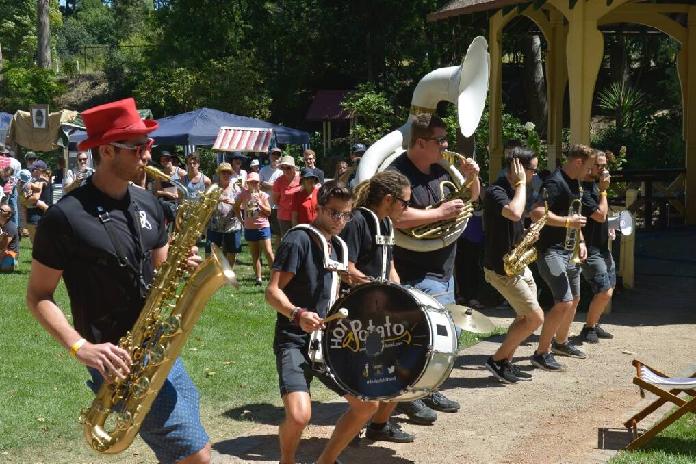 HOME-GROWN ENTERTAINMENT: The Hot Potato Band performs at last year's Moss Vale Buskers Battle. Photo: Contributed