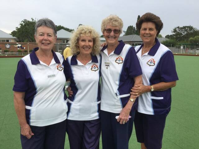 WINNERS ARE GRINNERS: Christie Williams, Fran Post, Reta South and Gail Fraser after the Senior District Fours. Photo: Contributed