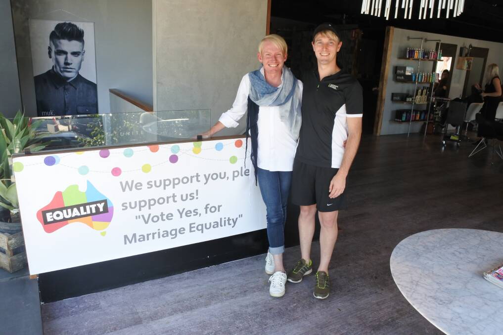 IT'S A YES: Daniel Emsermann and Patrick Glanville were excited about the result of the Australian Marriage Law Postal Survey. Photo: Emily Bennett