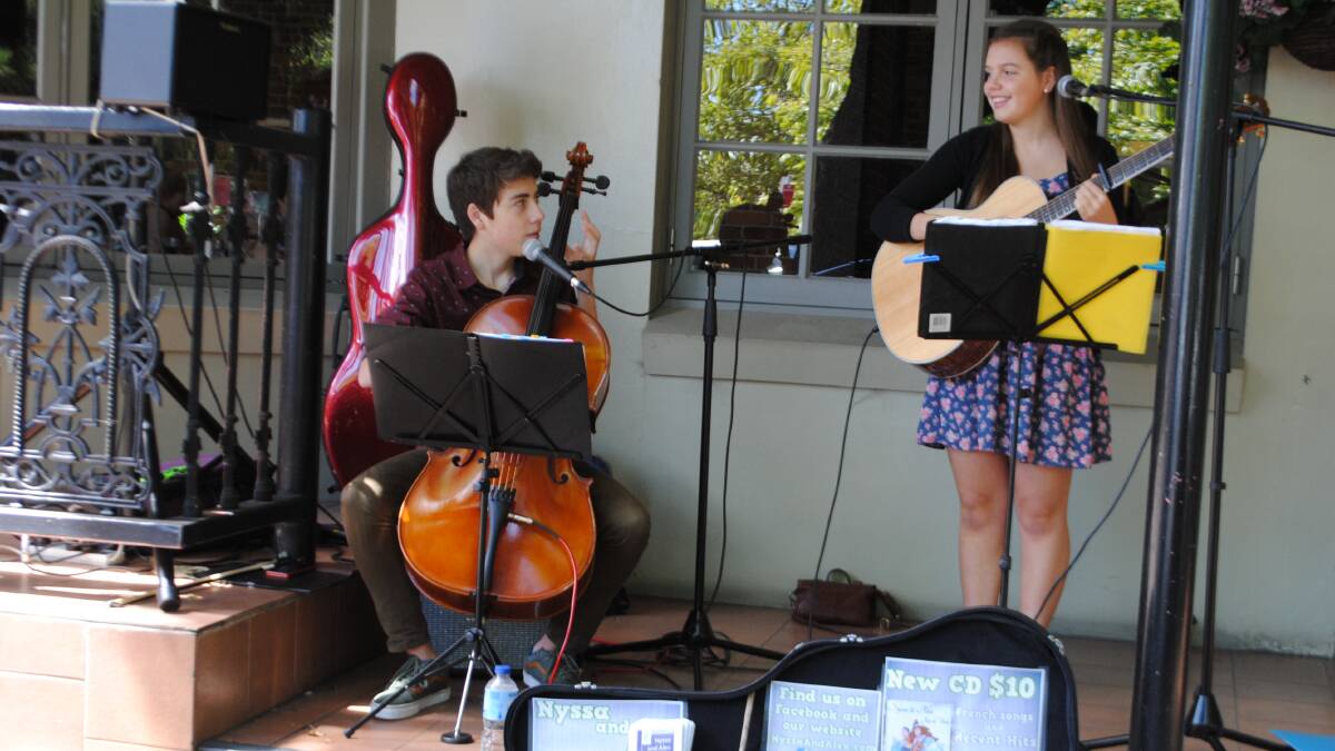 Where it started: Sibling duo Nyssa and Alex from Bowral busking in the 2015 Battle. Since winning the 2013 Battle, they have released an EP. Photo: Victoria Lee