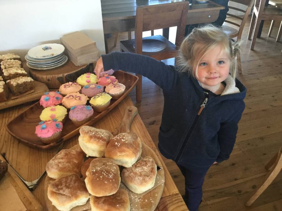 Treats for a cause: Anna Peard couldn't keep her hands off the cakes and treats on offer at Werai Farm Club's 2016 Biggest Morning Tea. Photo supplied