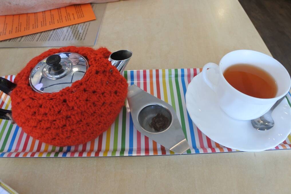 Enjoy a pot of loose leaf tea wrapped in a handmade crochet cosy. Photo: Claire Fenwicke