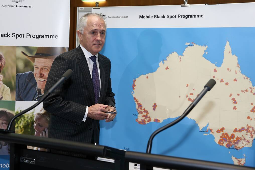 Malcolm Turnbull in his role as communications minister during announcement of the results of the Government's Mobile Black Spot Program on June 25, 2015. Photo: FDC
