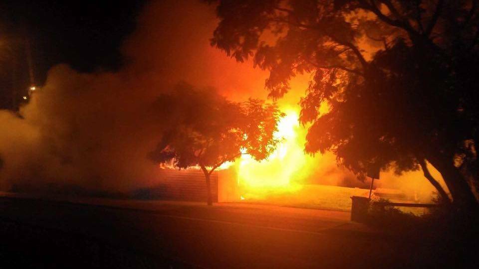 WHAT NEXT? Fire destroyed the historic Nowra Sailing Club Wednesday night.  Photo: Sean Thorpe.