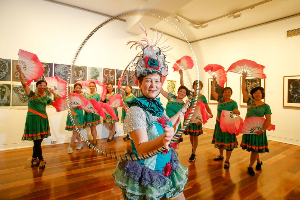 CELEBRATION OF COLOUR: Chinese fan dancers from the Wollongong Sunset Activity Group and Sharon Pusell from Circus Wow will perform in front of an expected 20,000 at this years Viva La Gong. Picture: Adam McLean
